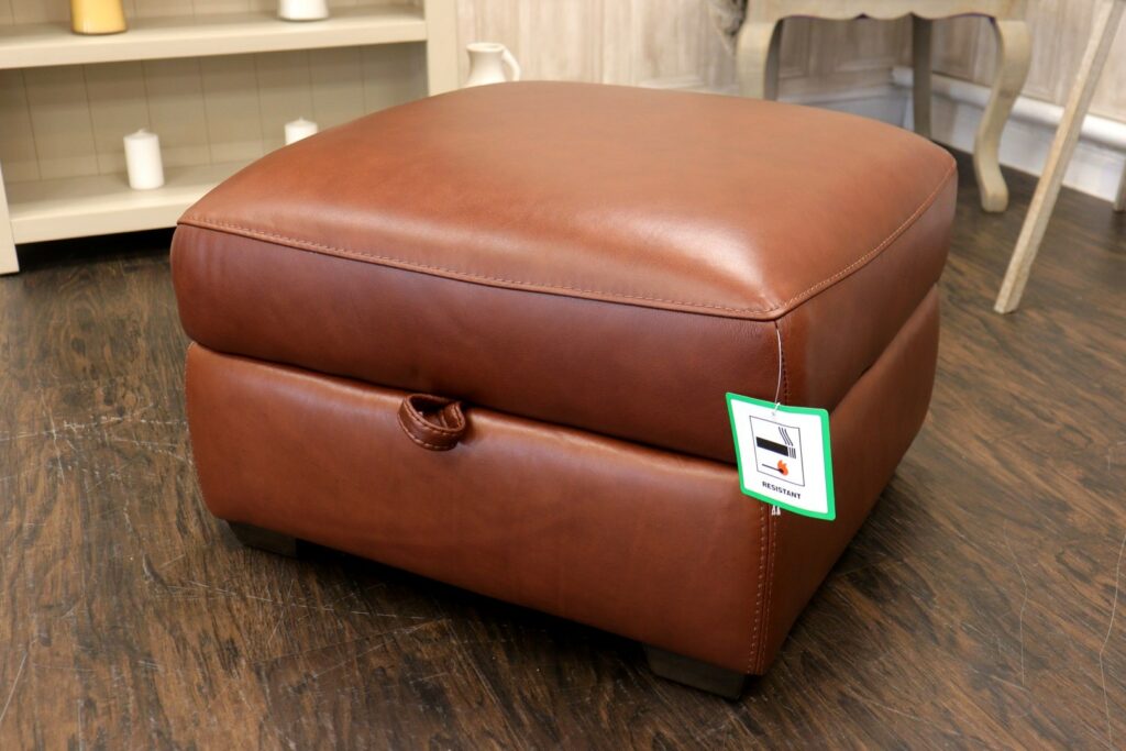 Jacob (Famous Designer Brand) Full Premium Soft ‘Cumin Tan’ UPGRADED Leather Collection – Storage Foot Stool