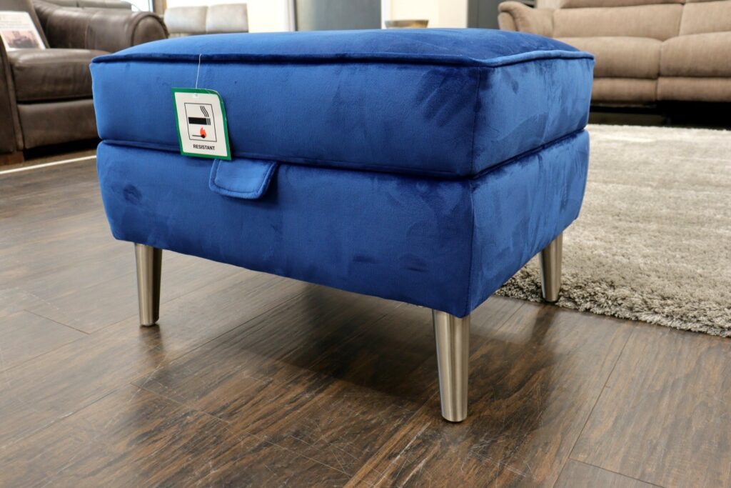 Amorgos (Famous Designer Brand) Premium ‘Plush Royal’ Fabrics Selection – Medium Storage Footstool