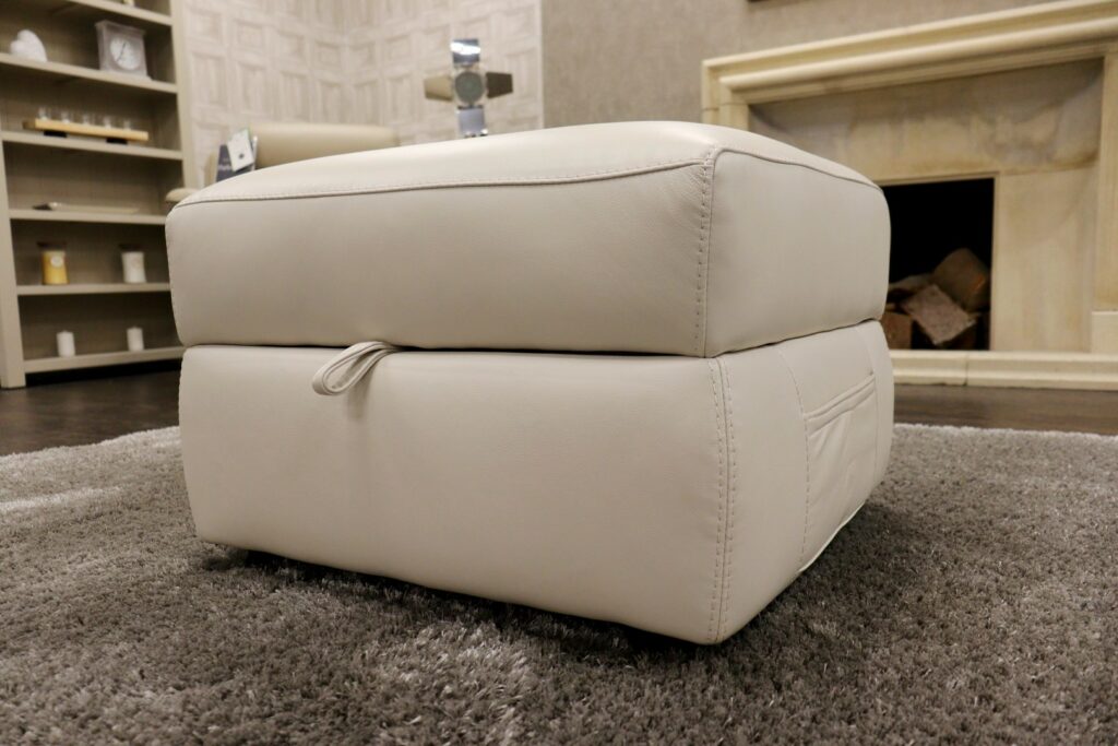 Jacob (Famous Designer Brand) Full Premium Soft ‘Chalk White’ Leather Collection – Storage Foot Stool