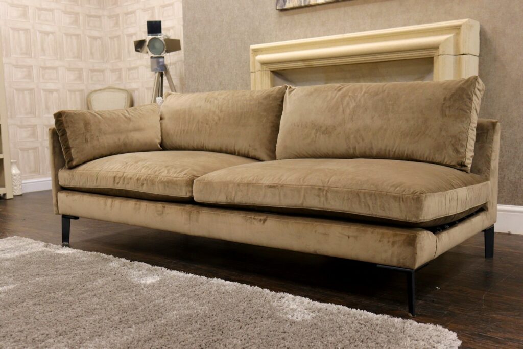 SOHO (Famous Designer Brand) Luxury ‘Aviator - Gold’ Premium Fabrics Collection – Classic Back Open Sofa Chaise