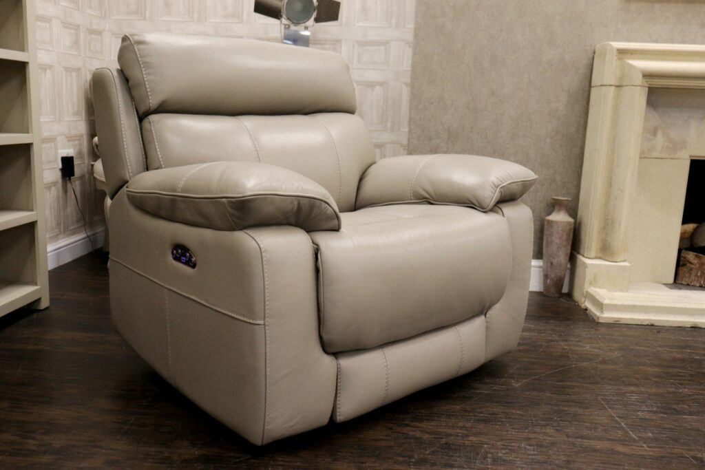 Desire ROCKER (Famous Designer Brand) Premium Full ‘Bisque’ Leather Upholstery – Dual Power/HR Reclining Rocker Chair