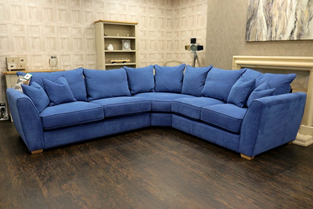 Collins & Hayes HENDERSON (Famous Designer Brand) Premium ‘Linara Buxton Blue’ Chenille Fabrics Collection – Sectional 3-C-2 Corner Sofa