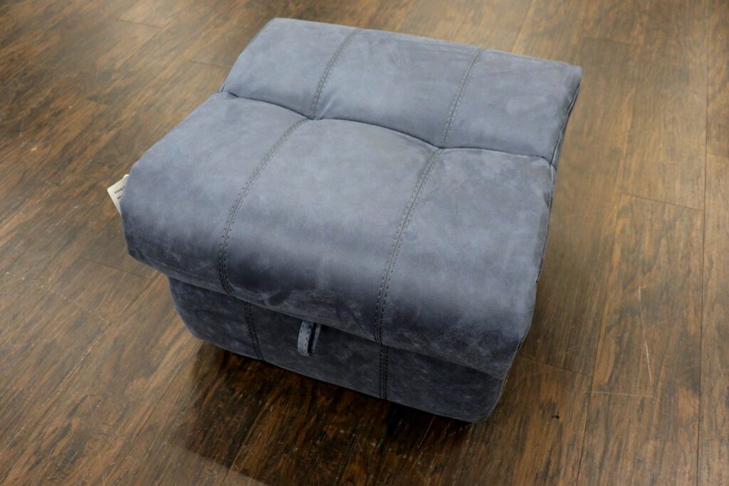 Maine (Famous Designer Brand) Premium ‘Ocean Blue’ Soft Fabric – Storage Footstool