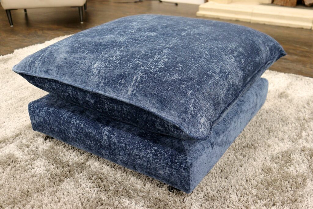 Loaf - SLOW RISER (Famous Designer Brand) Premium ‘Caspian Blue’ Fabrics Collection – Compact Designer Footstool