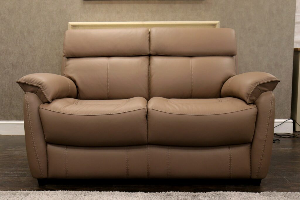 MARANELLO (Famous Designer Brand) Premium Italian ‘Tortora’ Soft, Smooth Italian Leather Option – Designer 2 Seat Sofa