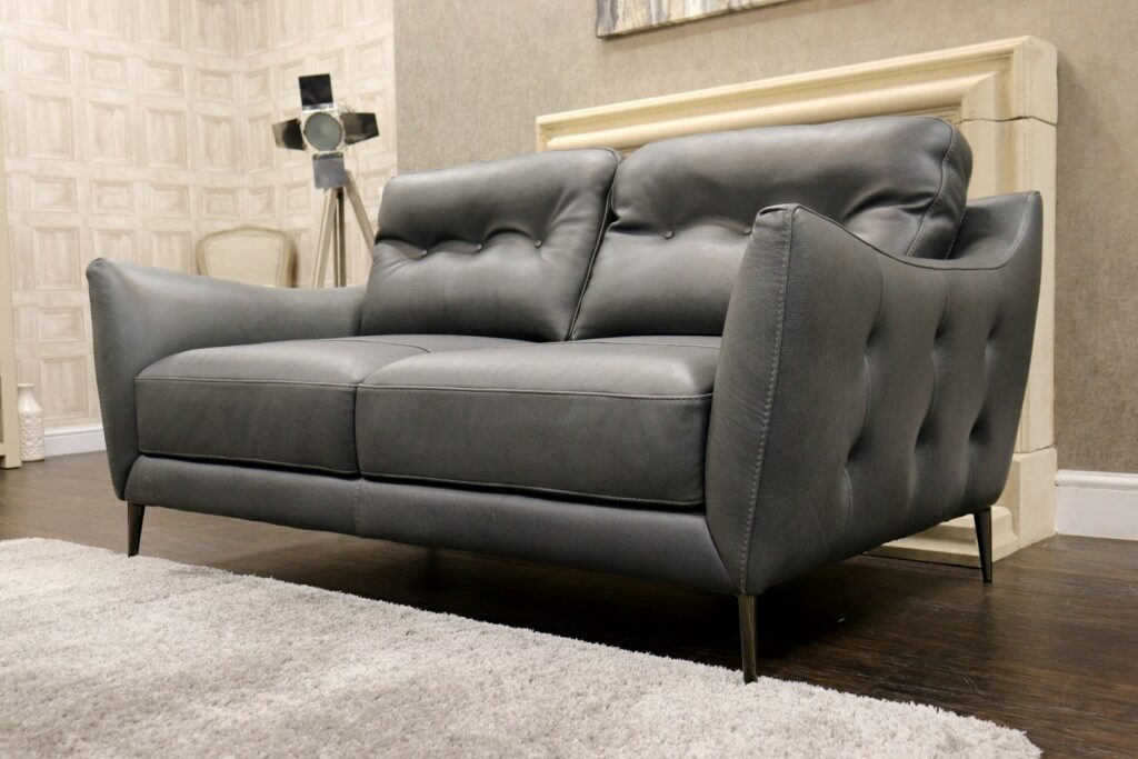 KALOKAIRI (Famous Designer Brand) Full Premium Italian Soft ‘Storm Grey – Semi Aniline’ Leather – 2.5 Seat Sofa