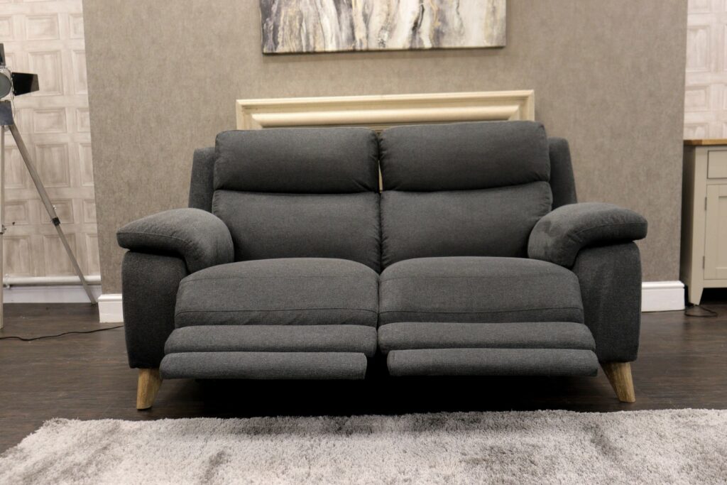 MISSOURI (Famous Designer Brand) Premium ‘Charcoal – Bfa-Raf-R16’ Fabrics Collection – Dual Power Reclining 2 Seat Sofa