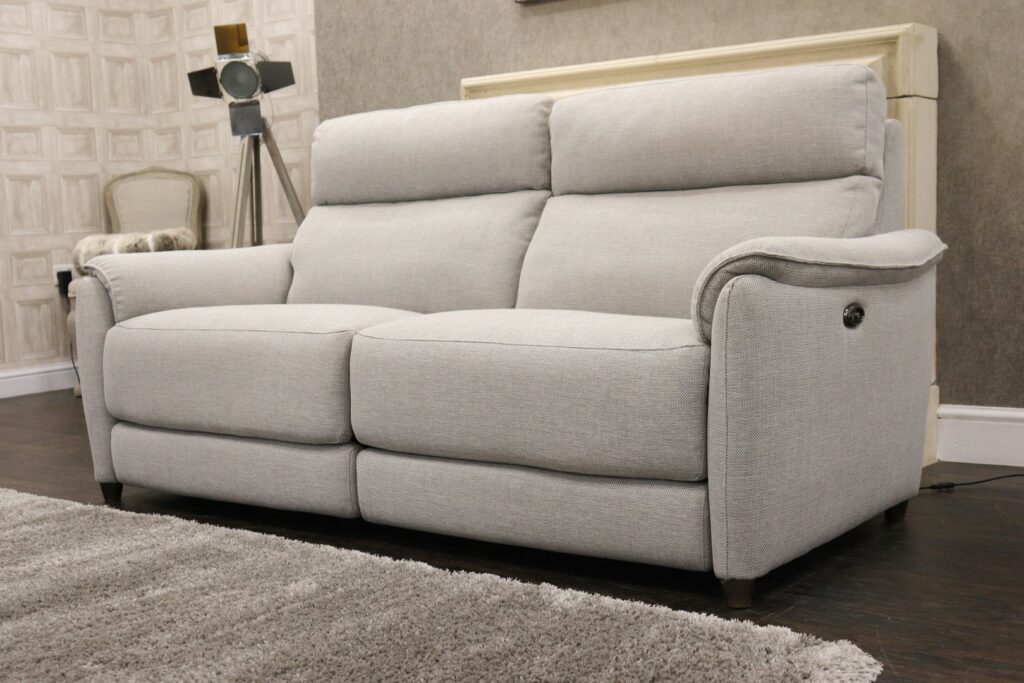 DAYTONA (Famous Designer Brand) Premium ‘Silver Grey - Chenille’ Fabrics Collection – Dual Power Reclining 3 Seat Sofa