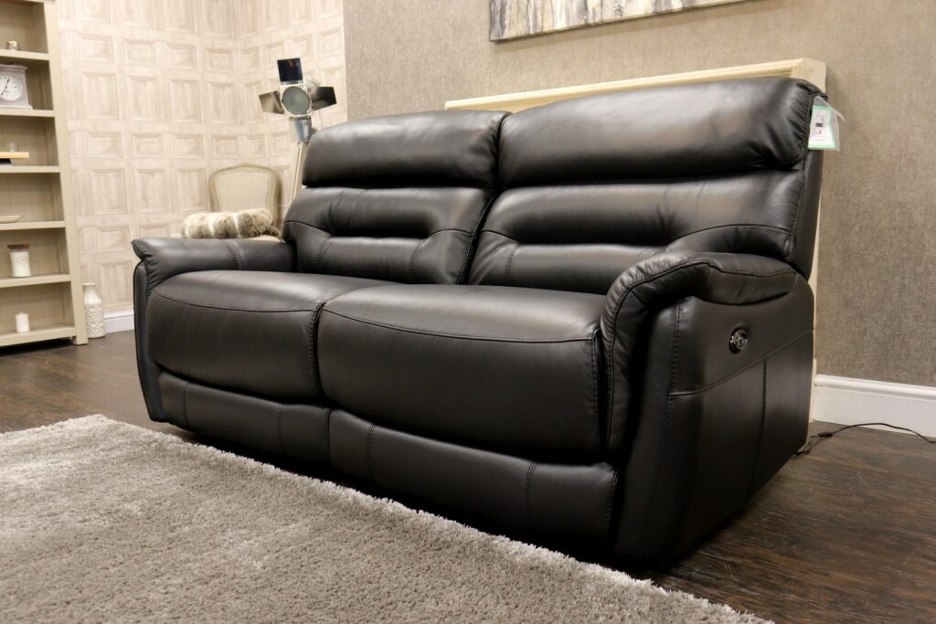 World of Leather – CHICAGO (Famous Designer Brand) Premium Grade ‘Nc-023c - Black’ Soft Leather Option – Dual Power Reclining 3 Seat Sofa