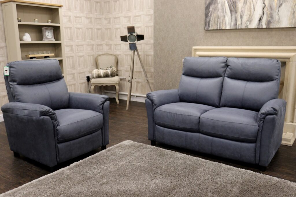 Compact Collection – PICCOLO (Famous Designer Brand) Premium ‘Ocean Blue’ Fabrics Option – 2 Seat Sofa + Single Chair