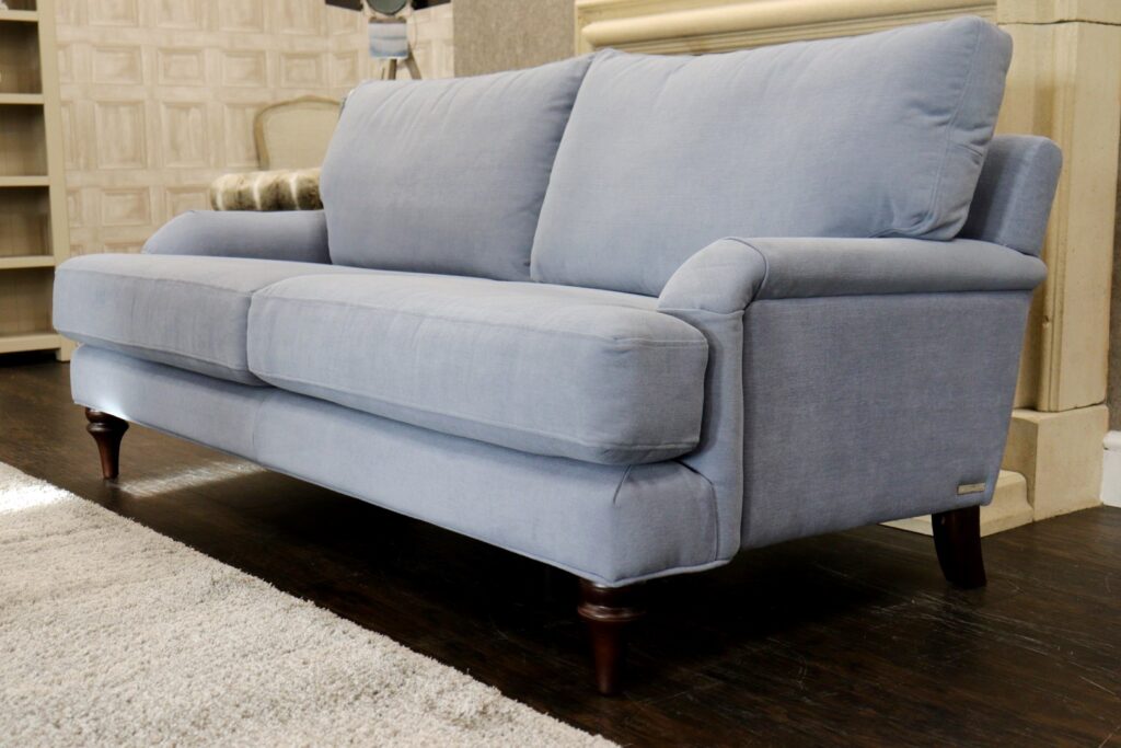 ROSE (Famous Designer Brand) Premium ‘Shallow Puddle’ Soft Chenille & Dark Oak Legs – 3 Seat Sofa