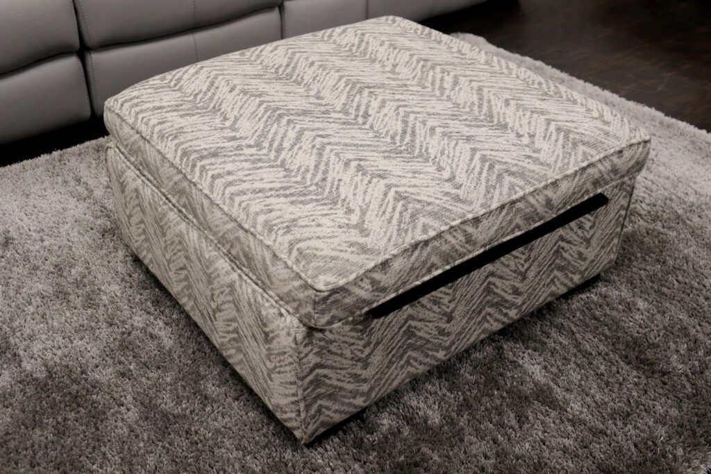 Collins & Hayes (Famous Designer Brand) Premium ‘Expression Taupe Grey’ Patterned Fabric – Large Rectangular Footstool