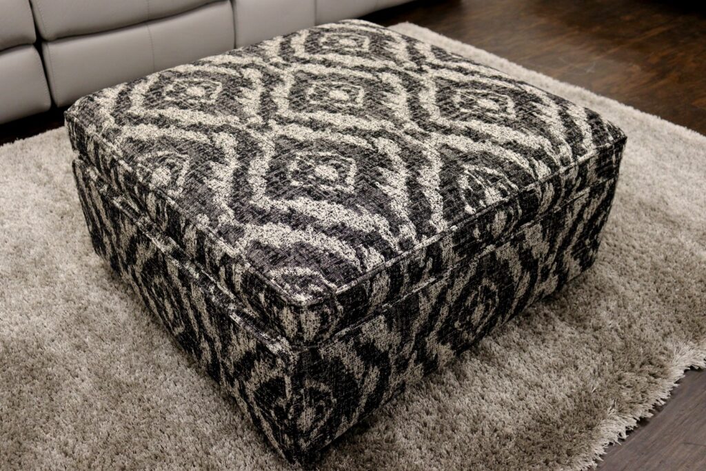 Collins & Hayes (Famous Designer Brand) Premium ‘Expression Cosmos’ Graphite Patterned Fabric – Large Storage Footstool