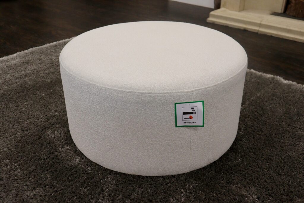 Lounge & Co. HARRISON (Famous Designer Brand) Premium ‘White Rabbit Boucle’ Fabrics Selection – Cylindrical Designer Footstool
