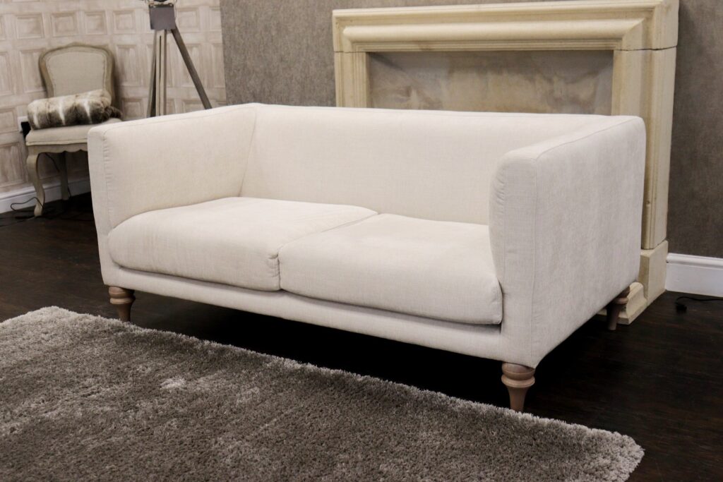 PEMBERTON (Famous Designer Brand) Premium ‘Fresh Linen’ Fabrics Collection – 3 Seat Sofa & Weathered Oak Feet