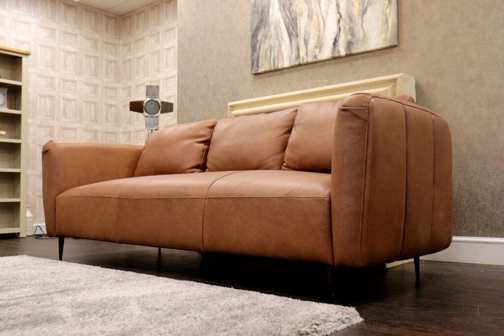 Private Editions - ETTORE (Famous Designer Brand) Premium ‘Donella Tan’ Italian Leather – Oversized Large Sofa