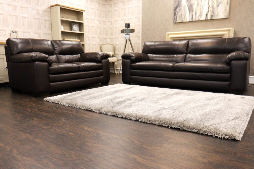 World of Leather – COZEE (Famous Designer Brand) Premium ‘Mahogany – To-379e’ Leather Selection – 3 Seat Sofa + 2 Seat Sofa