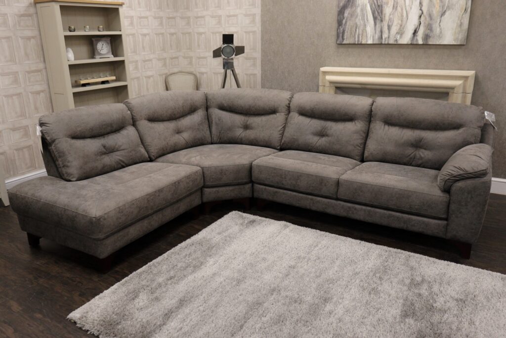 HATTON (Famous Designer Brand) Premium ‘Grey Taupe - Eazi-Clean’ Soft Touch Fabrics Collection – Fully Sectional Corner Sofa