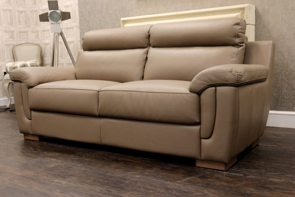 New Trend Concepts - CEZANNE (Famous Italian Designer Brand) Premium Italian ‘Tortora’ Soft, Smooth Italian Leather Option – Designer 3 Seat Sofa