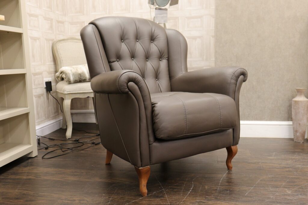 Gradi – SLOANE (Famous Italian Designer Brand) Premium ‘Soft Tortora Leather Collection’ – Single High Back Chair