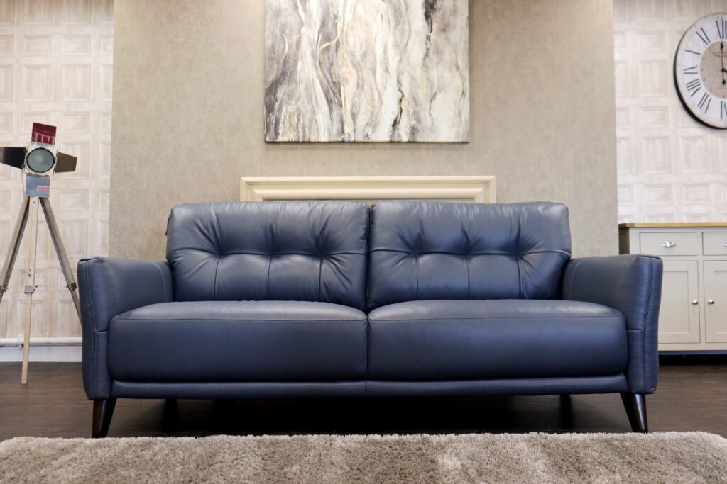 World of Leather – UNO (Famous Designer Brand) Premium ‘*HIGHEST GRADE* Ocean Blue – Nc-313e’ Leather Selection – 3 Seat Sofa