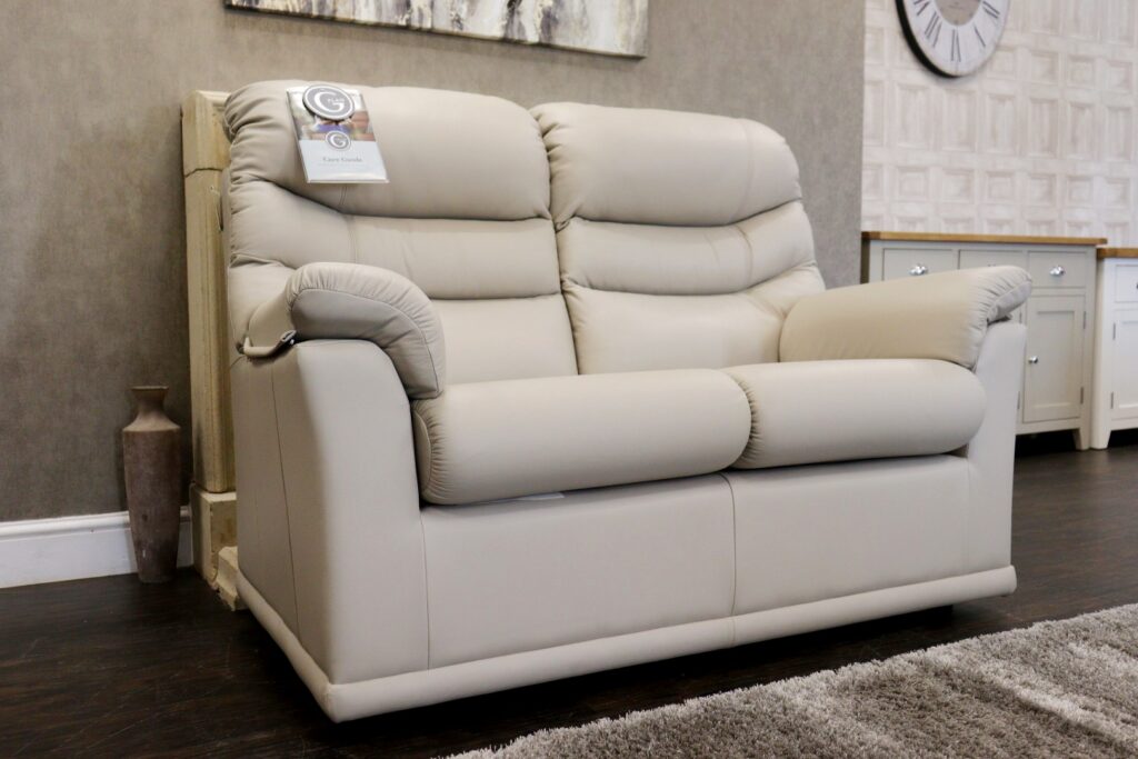 G Plan - MALVERN (Famous Designer Brand) Premium ‘Capri Stone – P321’ Pure Leather Collection – 2 Seat Sofa