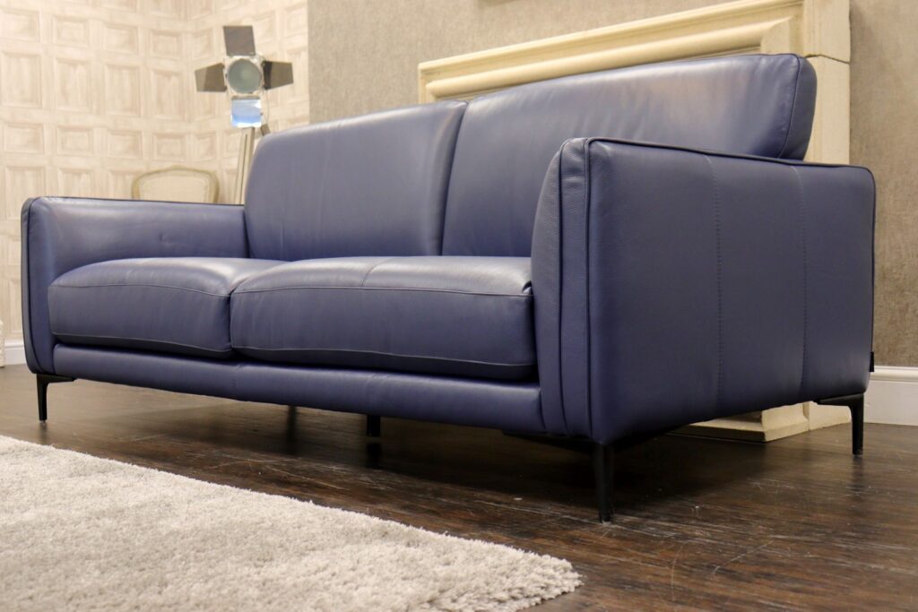 FABBRICA – BOXER (Famous Italian Designer Brand) Premium ‘Ocean Blue’ Leather Collection – Designer Made 3 Seat Sofa