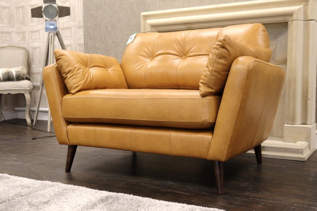 Private Editions - DALSTON (Famous Designer Brand) Premium ‘English Mustard – Leather Collection’ – Classic Back Snuggle Chair
