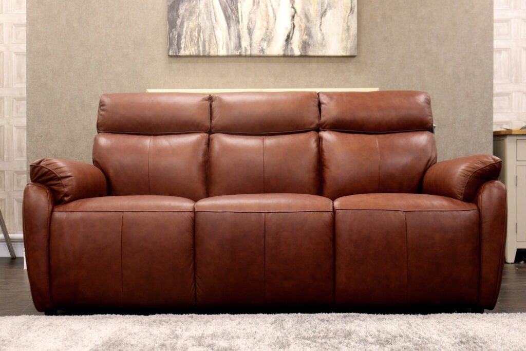 Private Editions – BRONTE (Famous Italian Designer Brand) Premium ‘Tan’ Soft, Smooth Italian Leather Option – Designer 3 Seat Sofa