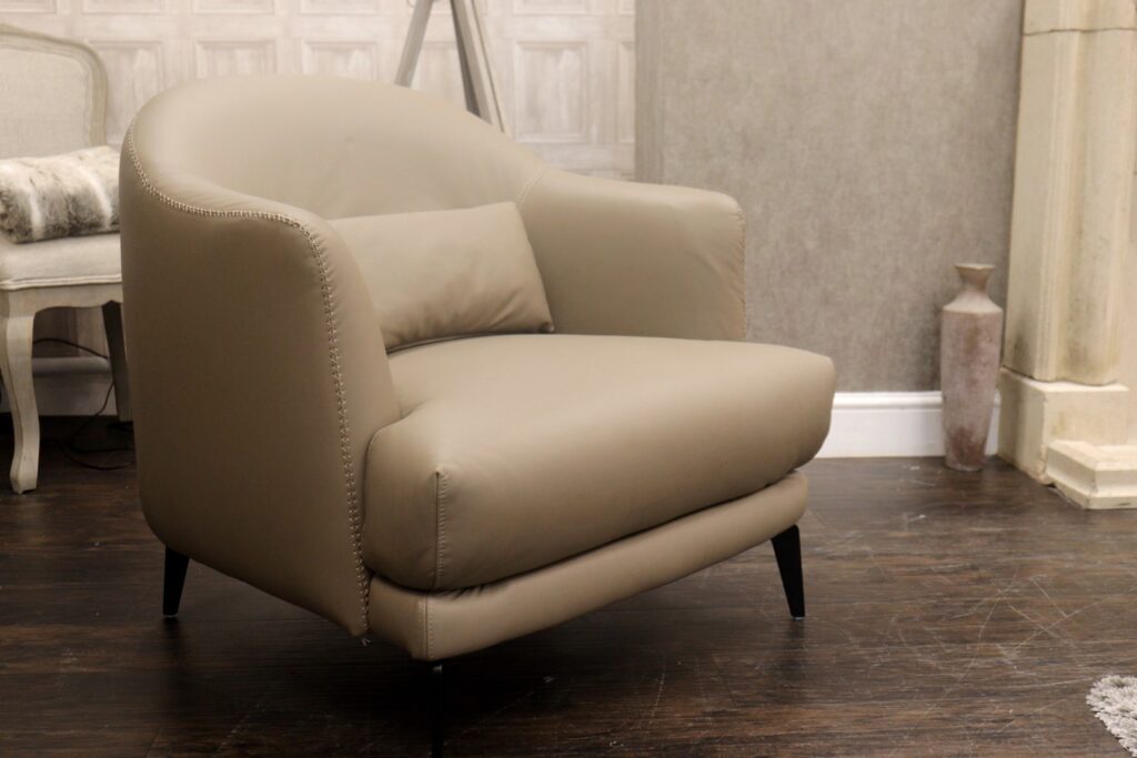 FABBRICA – KARTIK (Famous German Designer Brand) Premium ‘Taupe’ Leather Collection – Designer Made Club Chair