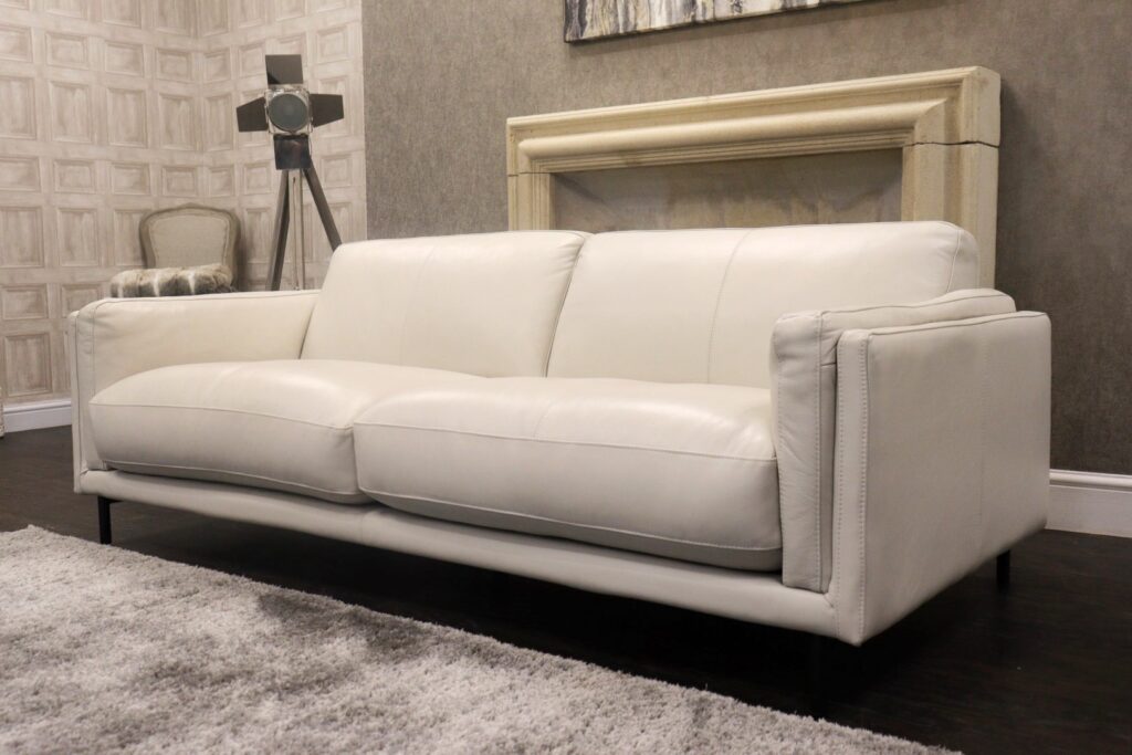 Private Editions - LANGLEY (Famous Italian Designer Brand) Premium ‘Bianco Putty’ Italian Leather Collection – Designer Made 3 Seat Sofa