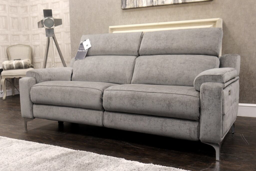 Parker Knoll – EVOLUTION 1701 (Famous Designer Brand) Premium Classic ‘Dash Stone’ Fabrics Collection – Dual Power Reclining 3 Seater Sofa