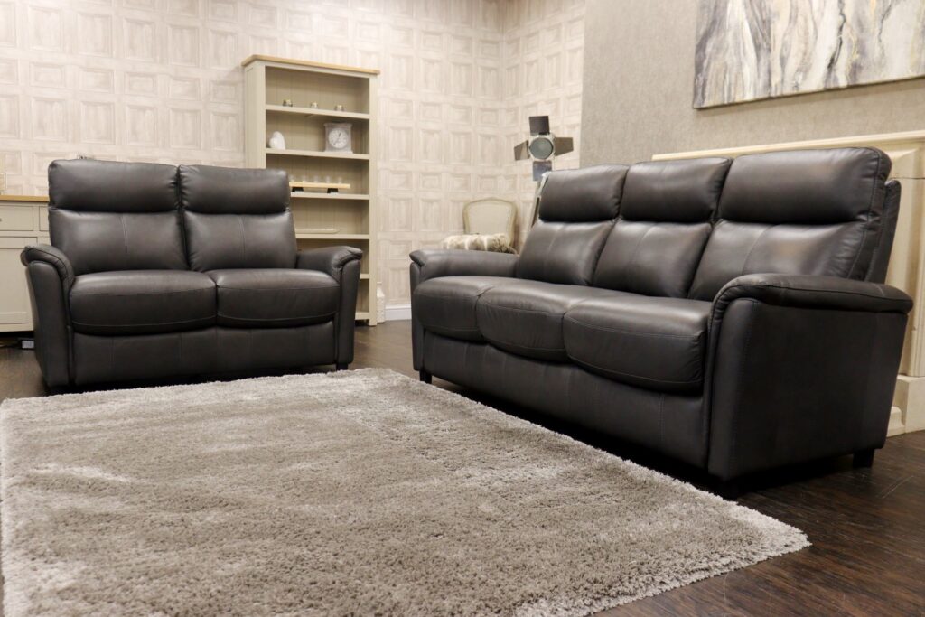 Compact Collection – PICCOLO (Famous Designer Brand) Premium ‘Carbon Grey - Sk-486e’ Fabrics Option – 3 Seat Sofa + 2 Seat Sofa