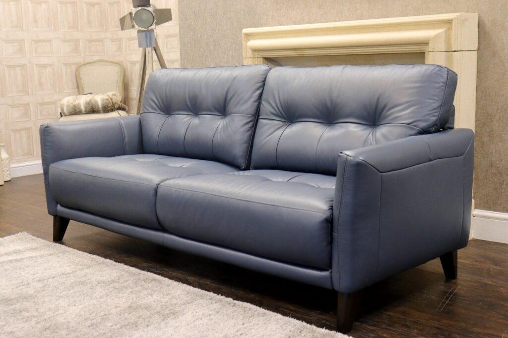 World of Leather – UNO (Famous Designer Brand) Premium ‘*HIGHEST GRADE* Ocean Blue – Nc-313e’ Leather Selection – 3 Seat Sofa