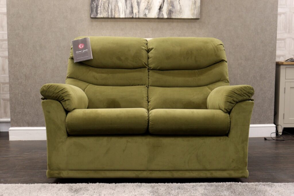 G Plan – MALVERN (Famous Designer Brand) Premium ‘Plush Moss – A908’ Velvet Fabrics Collection – Classic Back 2 Seat Sofa