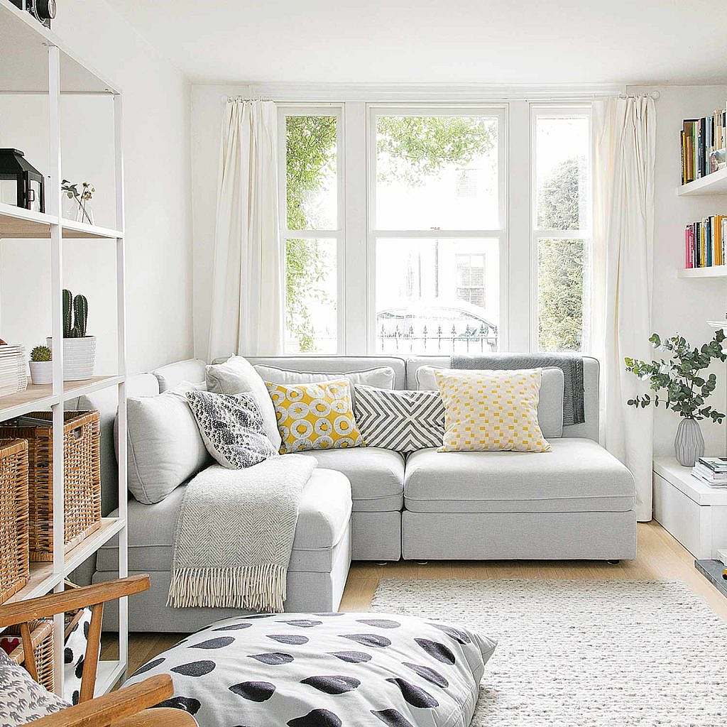 Small sofa in a small well lit room