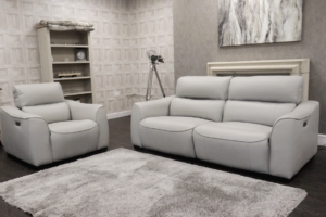 Grey leather corner sofa in a Rotherham living room