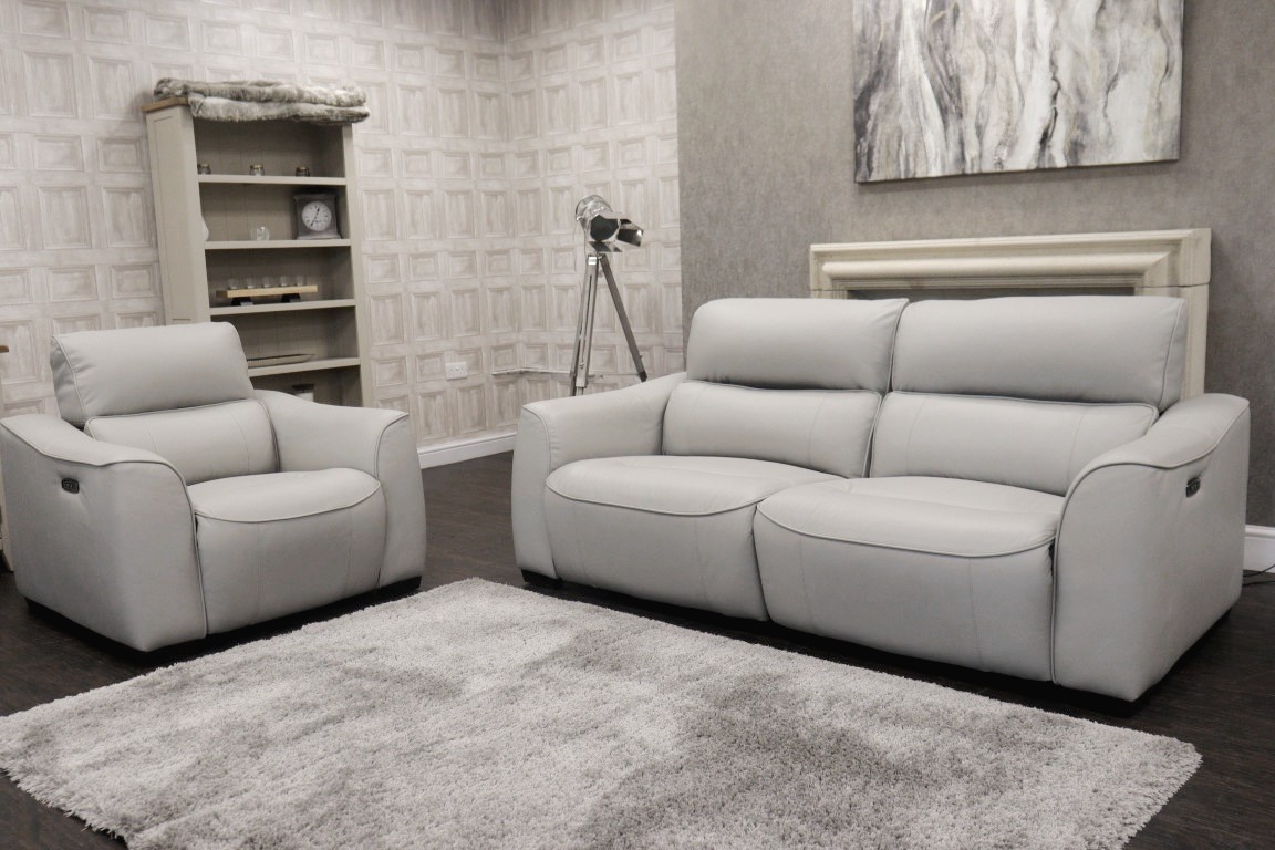 Grey leather corner sofa in a Rotherham living room